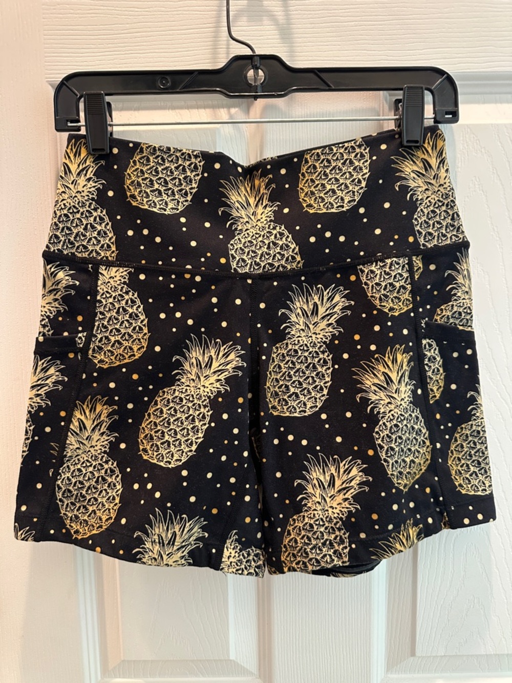 Constantly Varied Gear Black Shorts with Gold Pineapple Print
